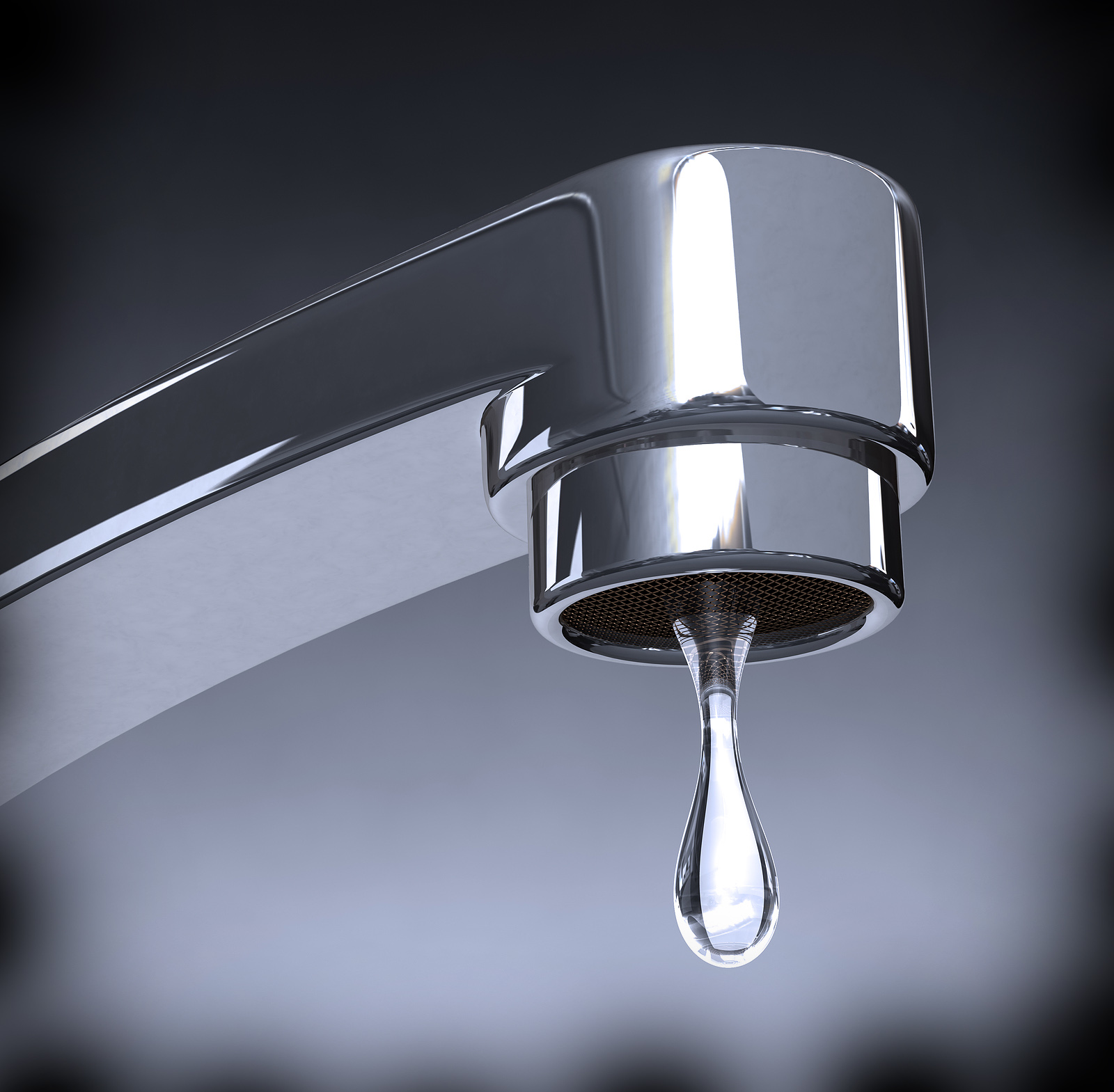 A water 24/7 Emergency Plumbing Service in Ampthill depicted by a photograph of a faucet with a droplet.