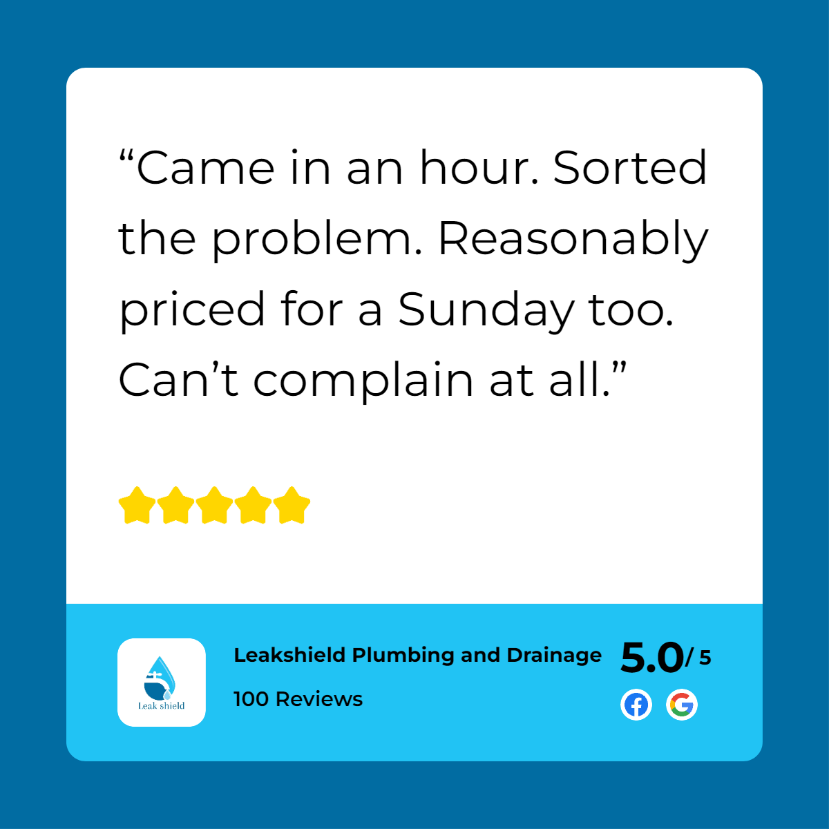 A customer review for leeds plumbing.