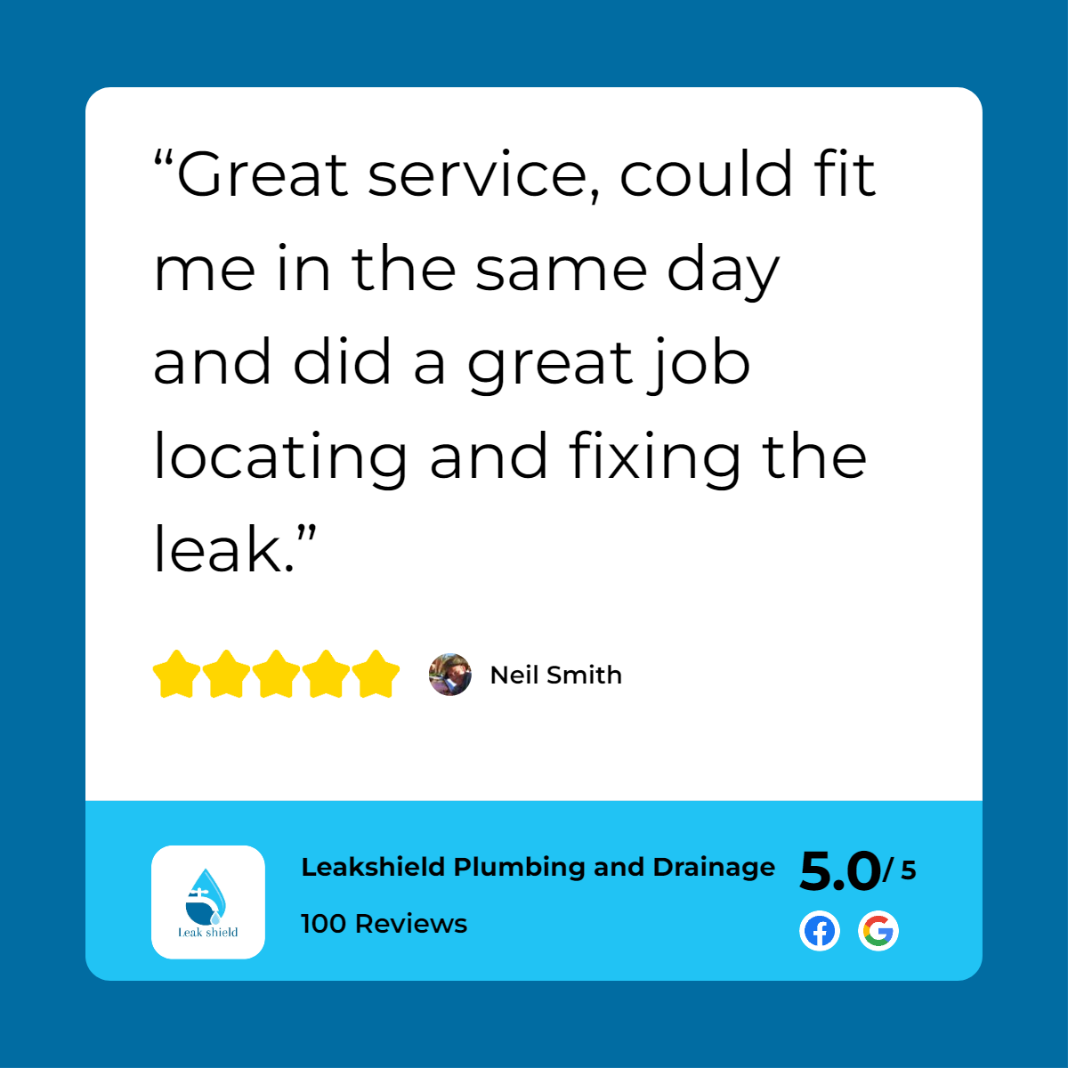 Great service, could fit me in the same day and locate a plumber to fix the leak.