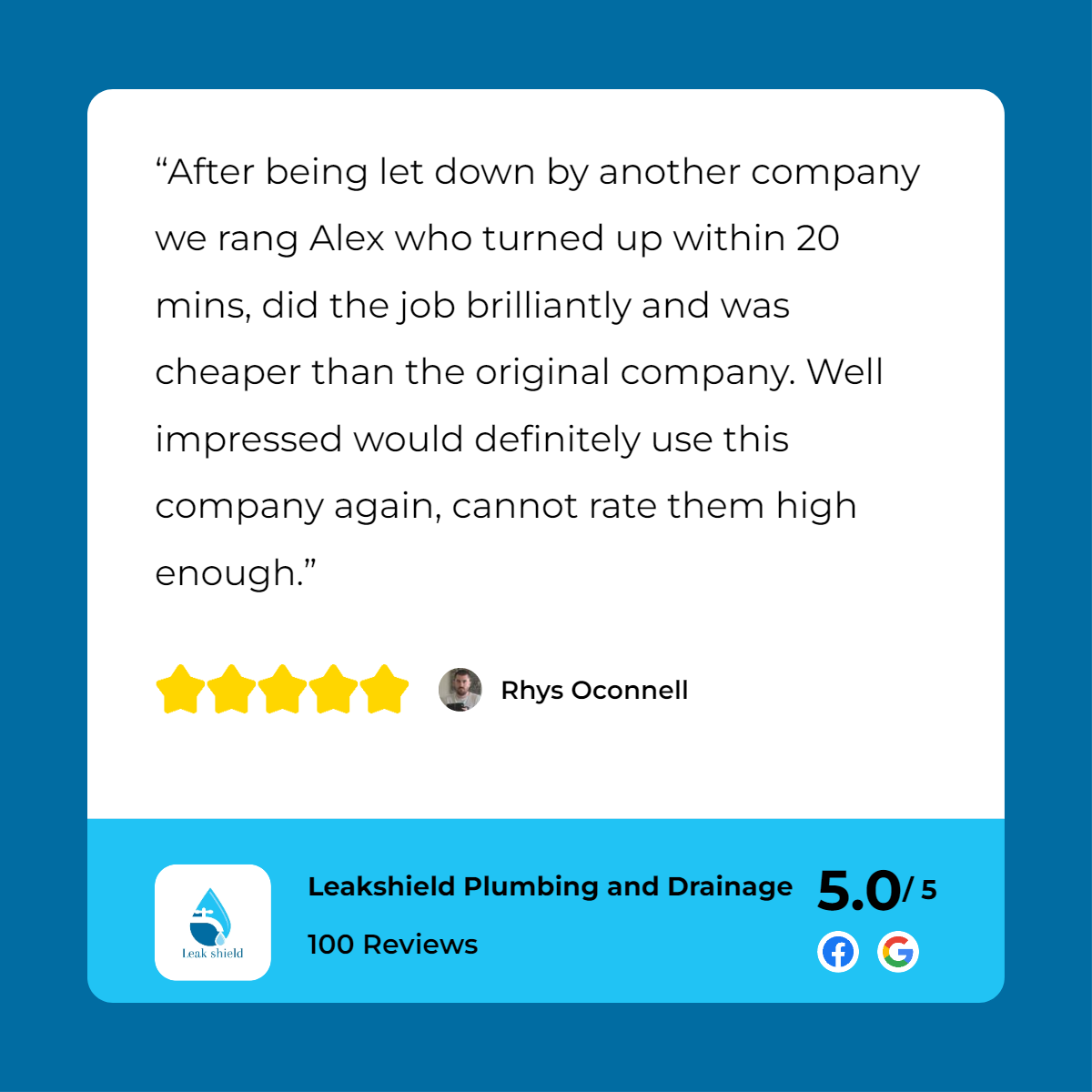 A review of a company with a star rating.