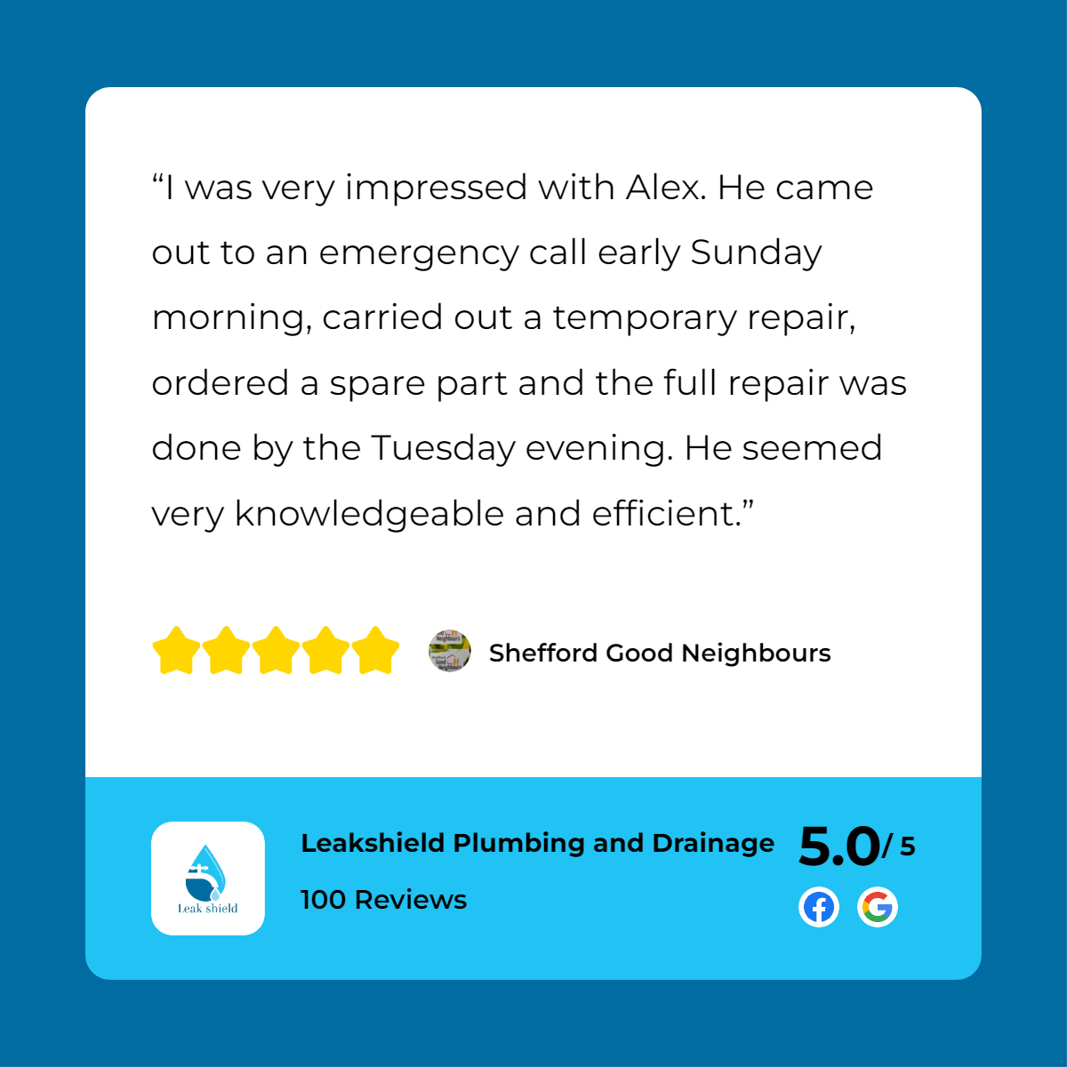 A customer review of a plumber with a star and a star.