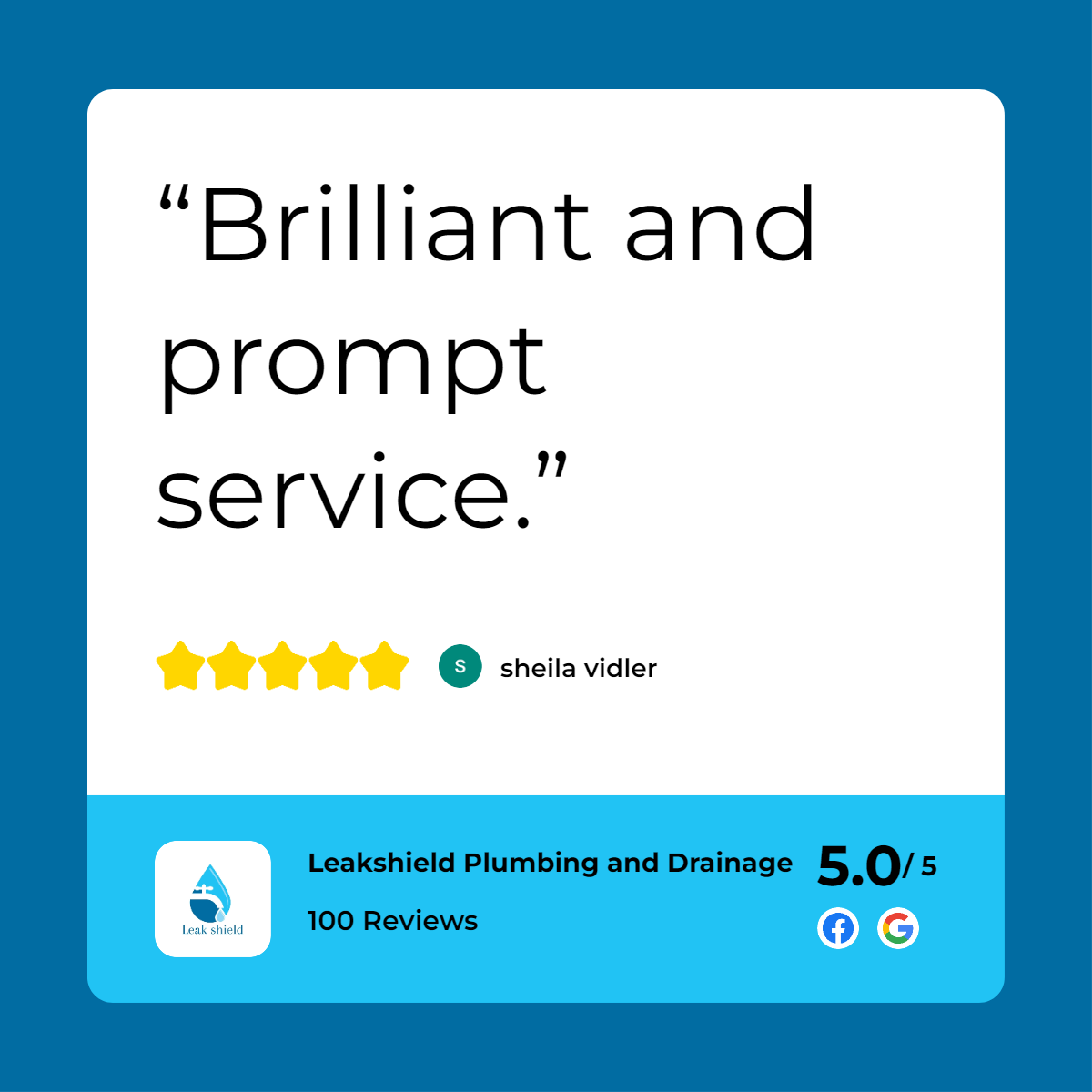 A customer review for leeds plumbing and drains.