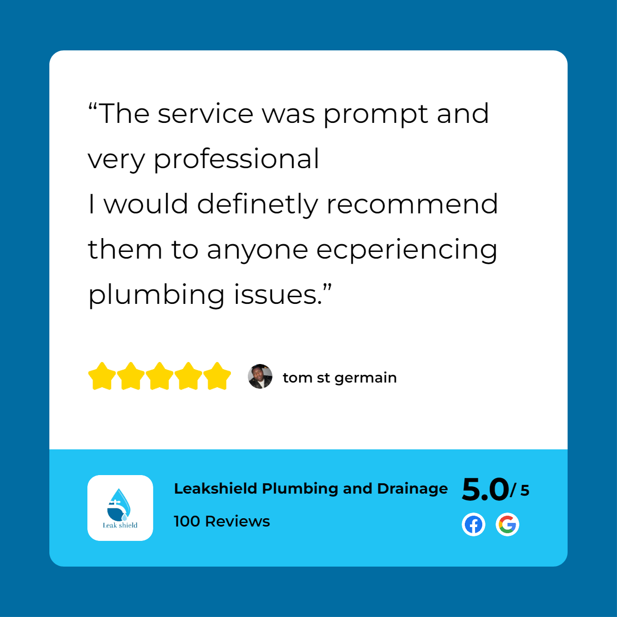 Leeds plumbing customer review.